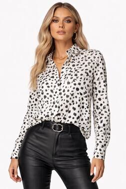 Religion “We Live In Black” Dalmatian Print Button Shirt Large